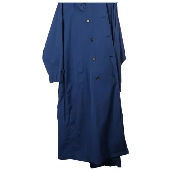 LAUREN RALPH LAUREN Women Trench Coat 18 Blue Cotton Belted Double Breasted - Picture 6 of 11